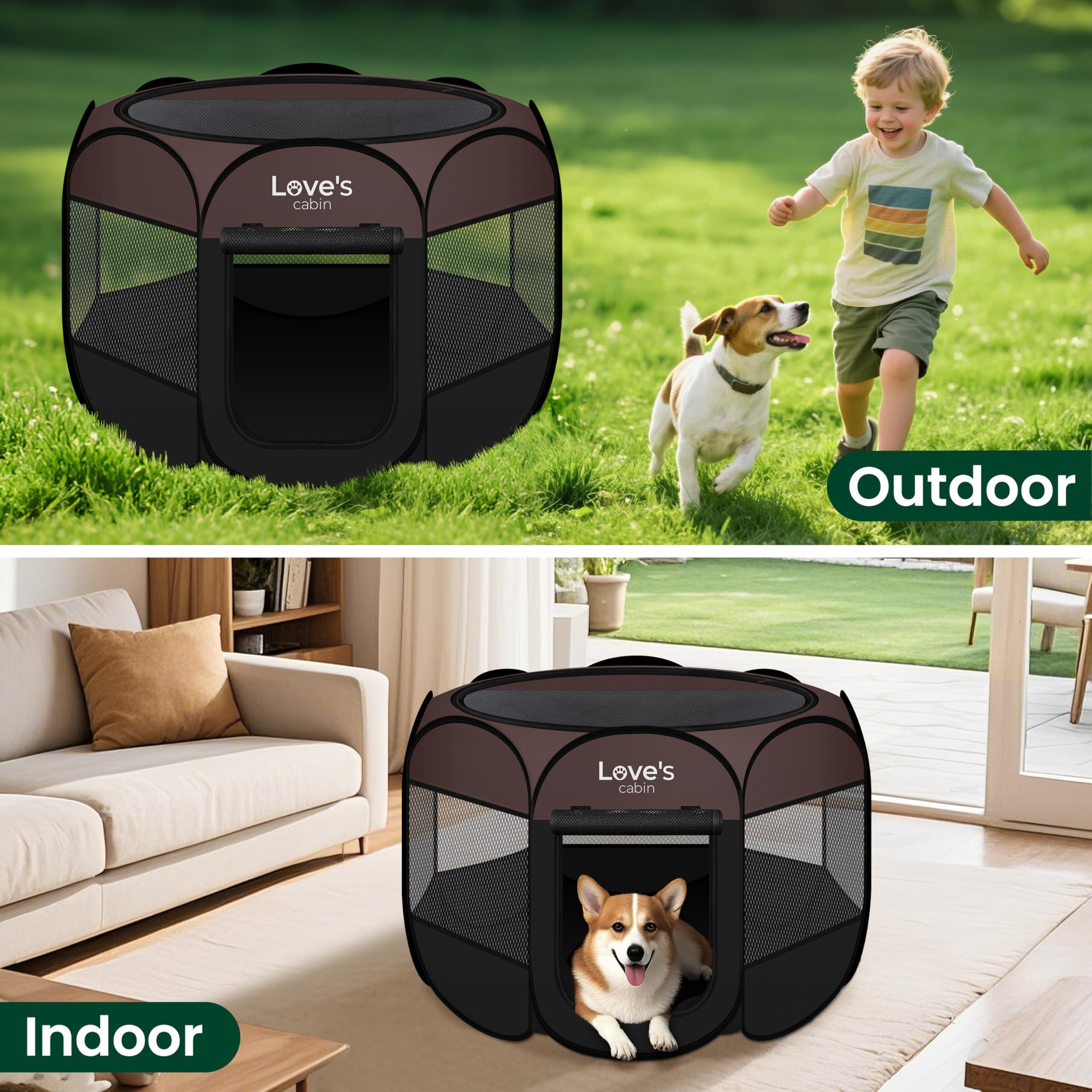 Love's cabin small pet playpen available in multiple sizes.