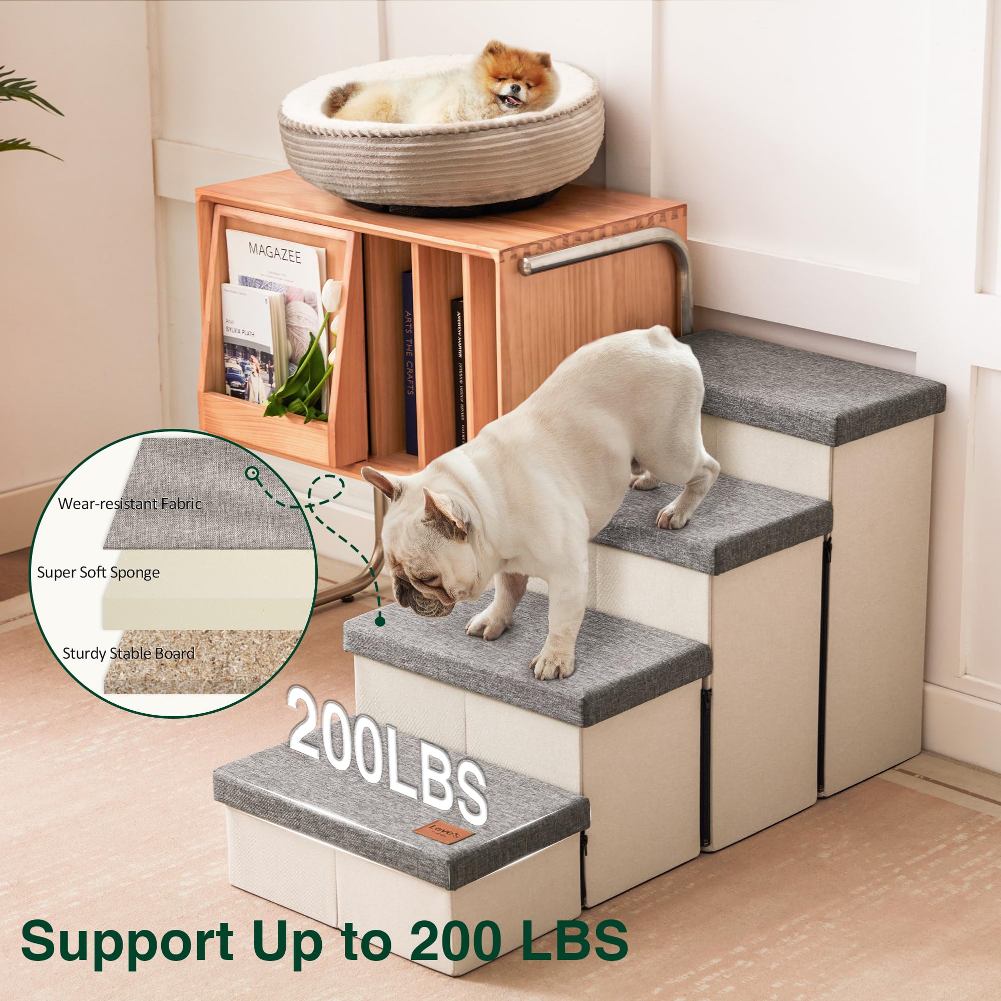 Love's cabin dog stairs size-fit-bed-couch suited for beds and couches