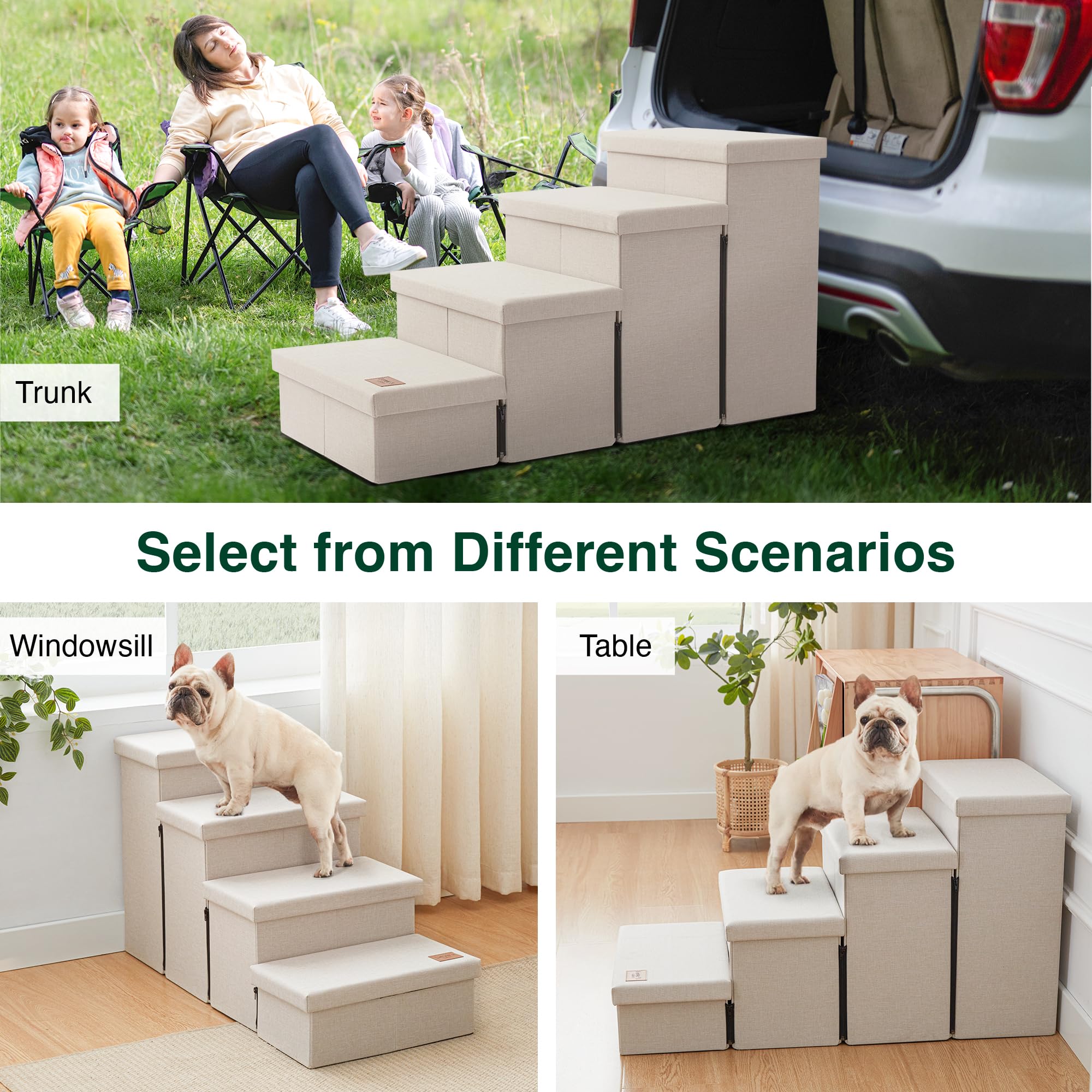 Love's cabin dog stairs sturdy up to 200 lbs capacity.
