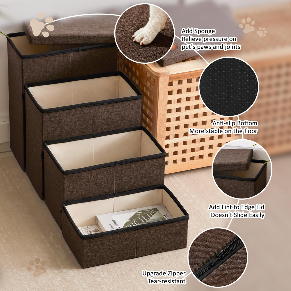 Love's cabin dog stairs coffee folded-compact image highlights easy stowaway and travel-friendly design