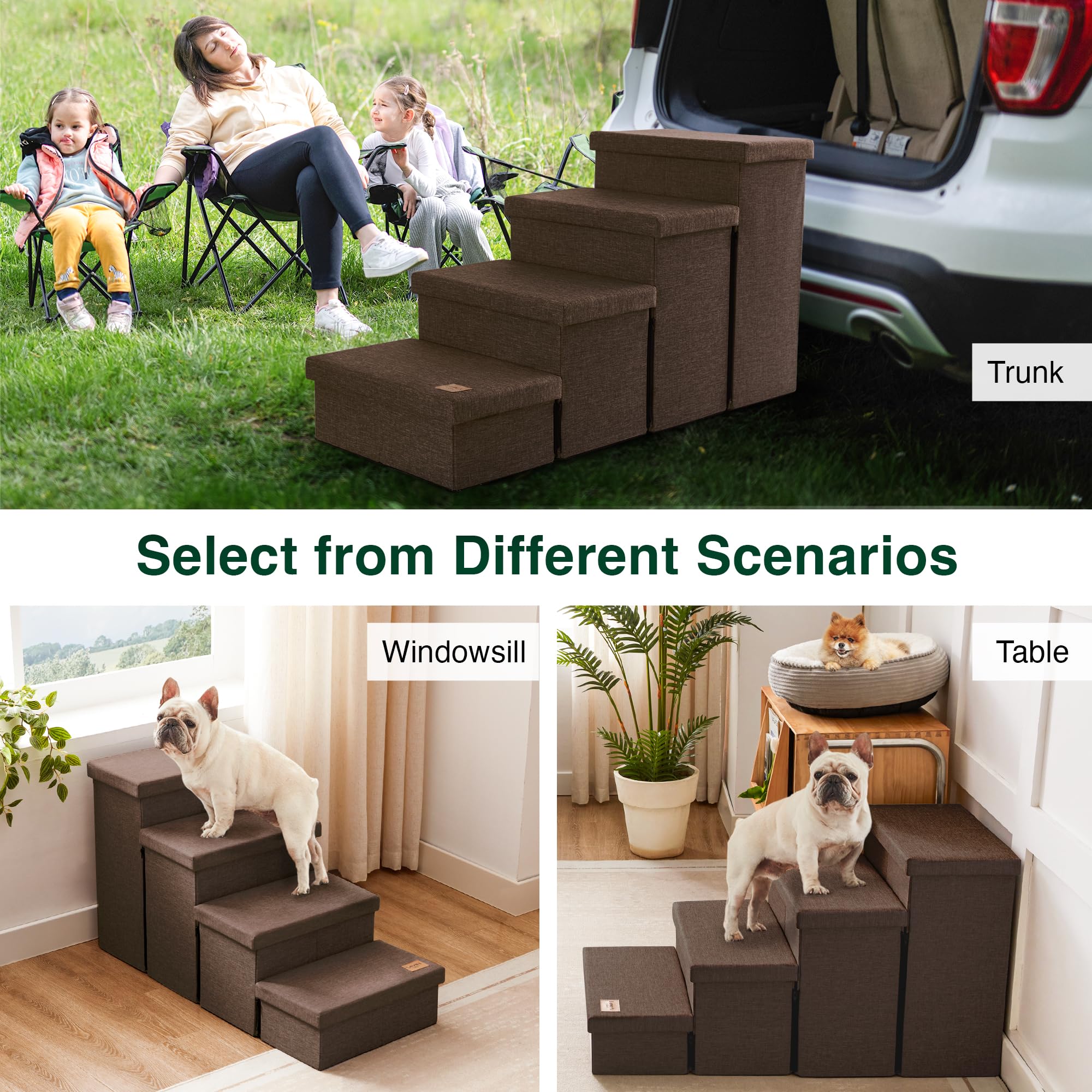 Love's cabin dog stairs coffee paw-friendly materials emphasize gentle steps for joints and comfort