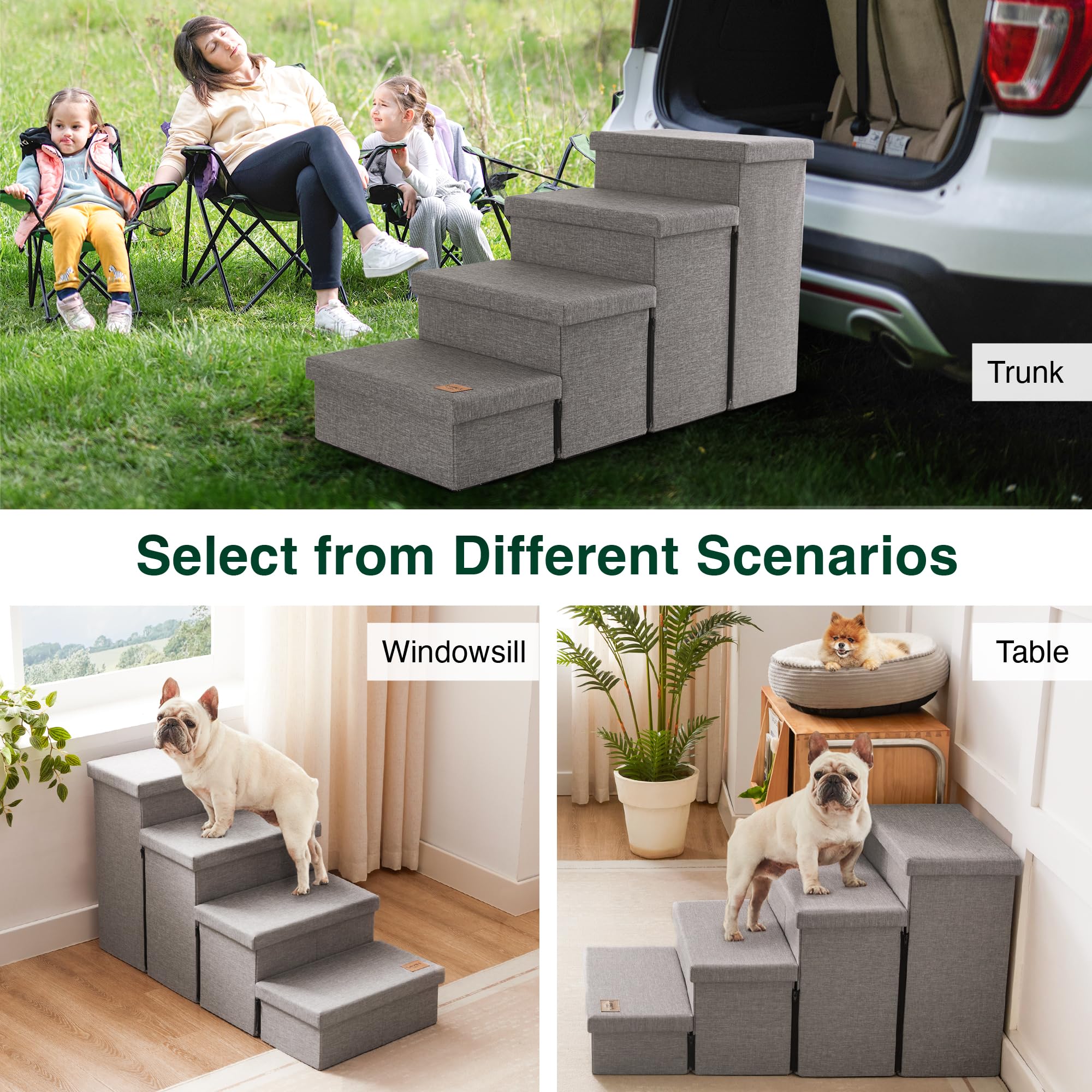 Love's cabin dog stairs fit-bed-couch up to 24 inches high
