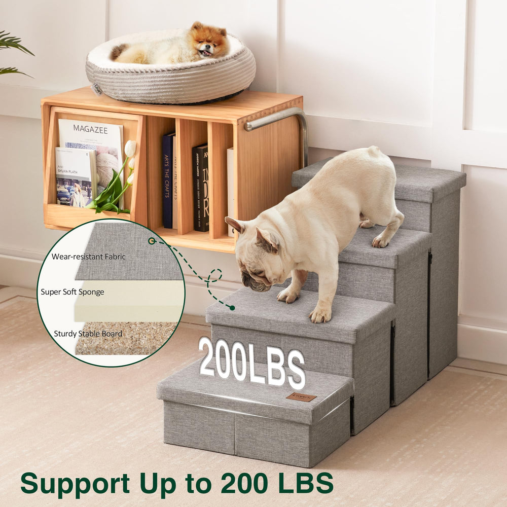 Love's cabin dog stairs gray four-step design suits most furniture