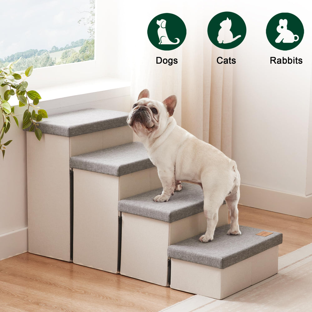 Love's cabin dog stairs grey-4-step-design presents stylish, versatile pet steps