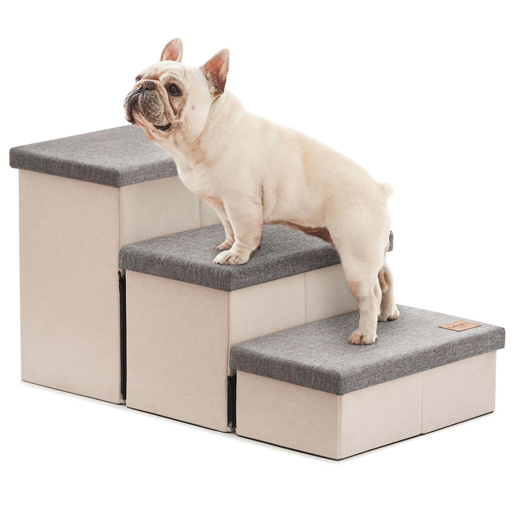 Love's cabin dog stairs high bed 3-step assembly helps pets reach elevated beds safely.