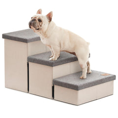 Love's cabin dog stairs high bed 3-step assembly helps pets reach elevated beds safely.
