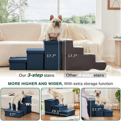 Love's cabin navy blue dog stairs foldable for compact storage