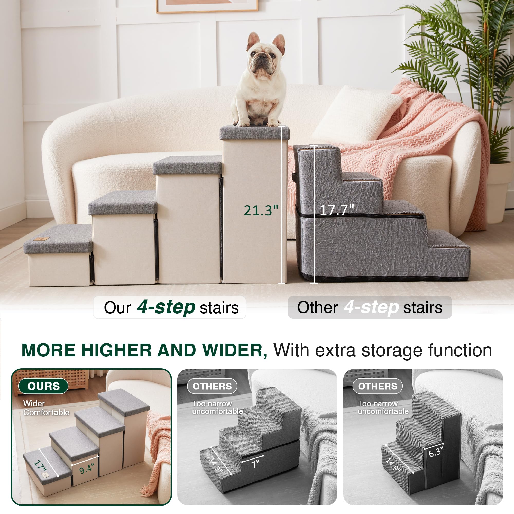 Love's cabin dog stairs non-slip-bottom provides stable footing during use