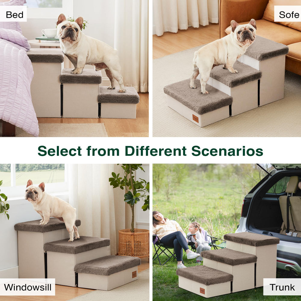 Love's cabin stairs support up to 200 lbs for larger dogs.