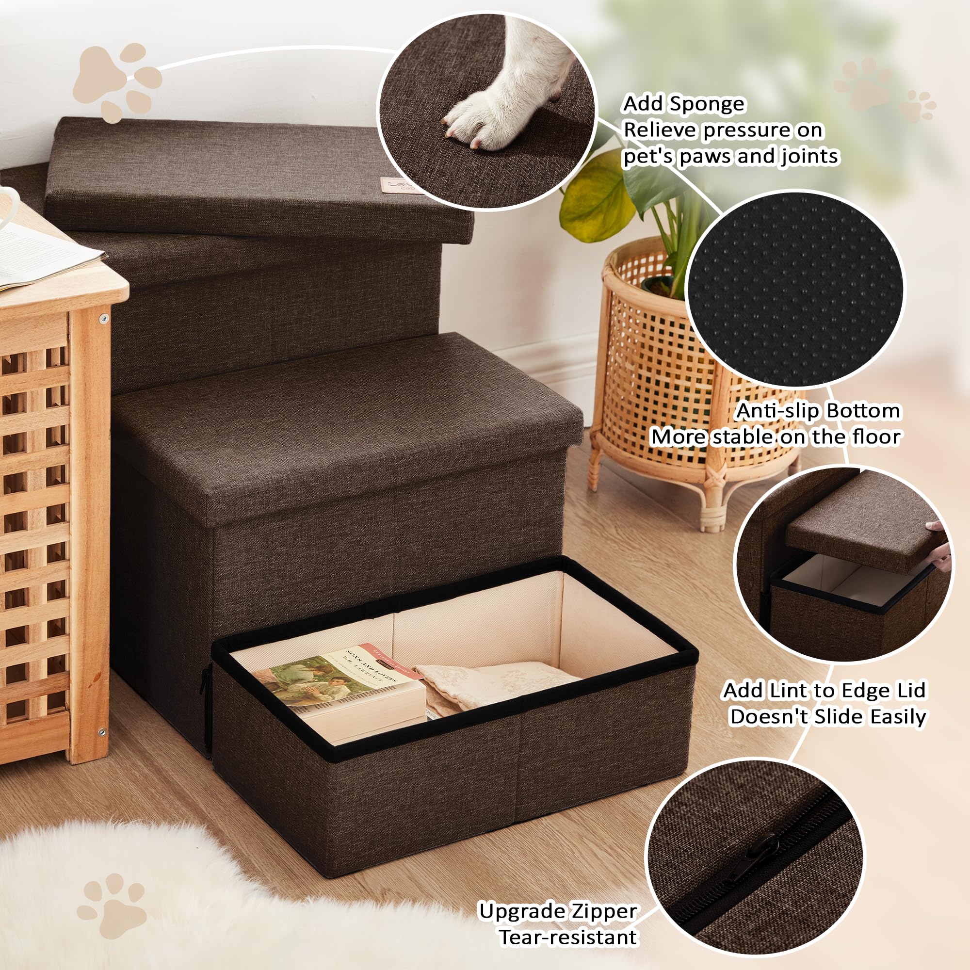 Love's cabin dog stairs wear-resistant fabric with sponge and MDF.