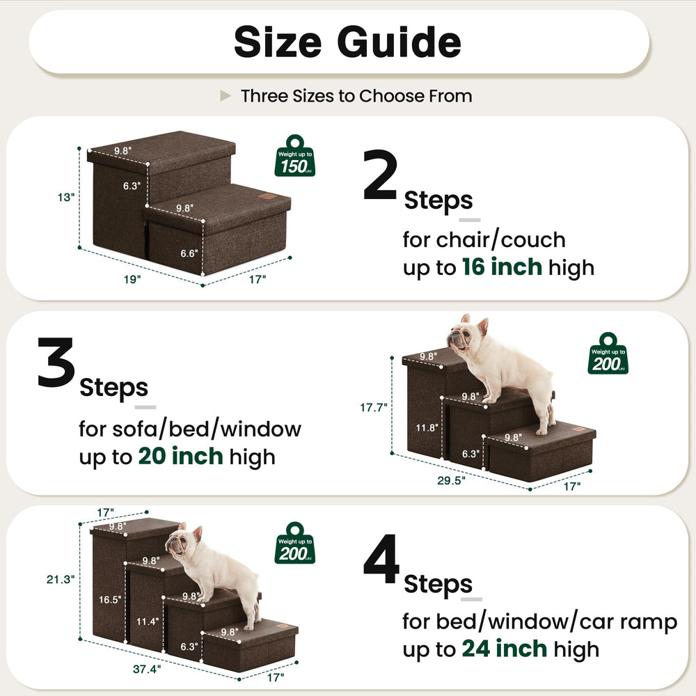 Love's cabin foldable dog stairs coffee color showcase easy portability.