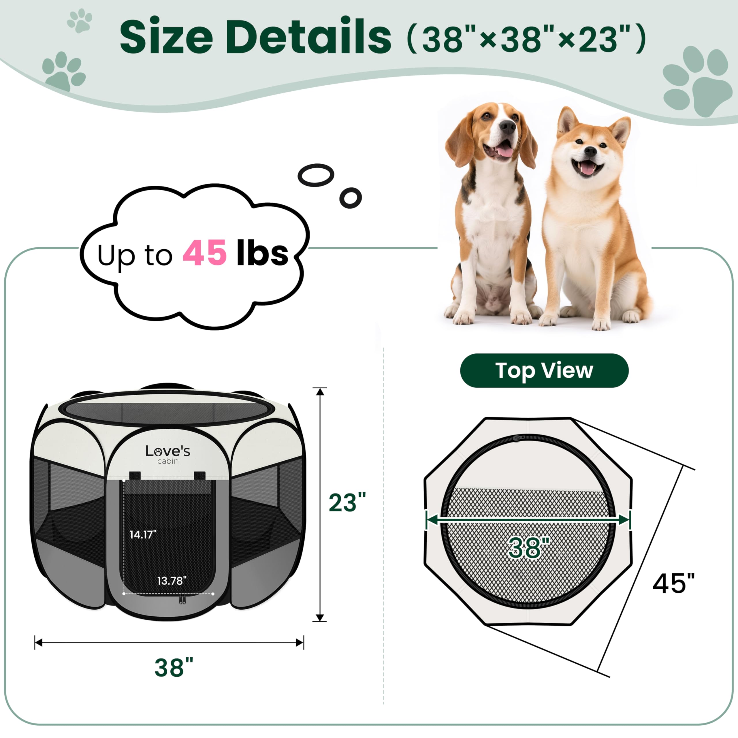 Love's cabin grey playpen showing round safety design
