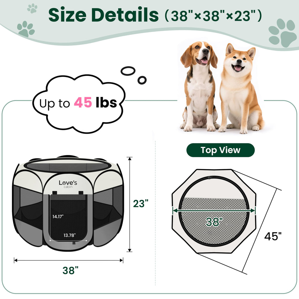 Love's cabin grey playpen showing round safety design