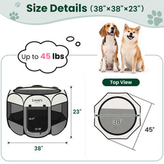 Love's cabin grey playpen showing round safety design