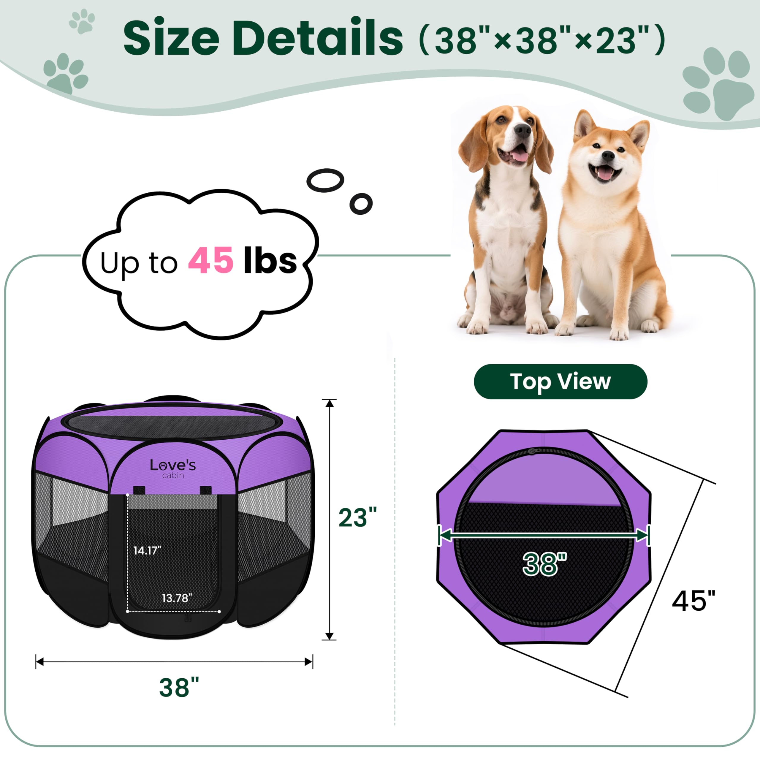 Love's cabin large dog playpen outdoors provides shade and a secure space.