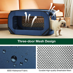 Love's cabin navy blue indoor-outdoor pet bed ready for cozy naps.