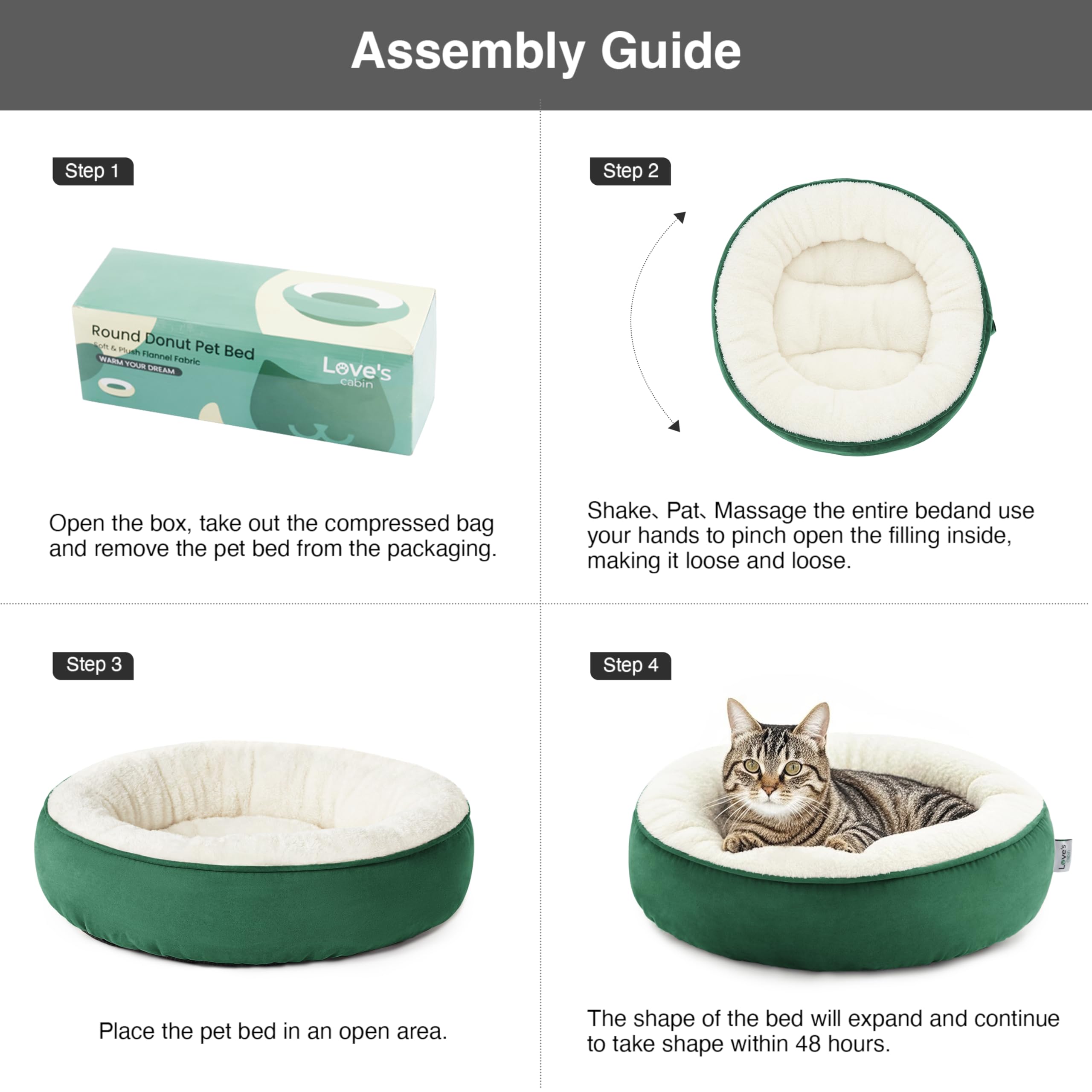 Love's cabin neck-supporting donut bed helps curled sleepers relax