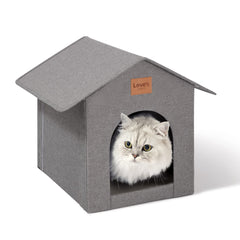 Love's cabin outdoor cat house weatherproof front view for winter warmth