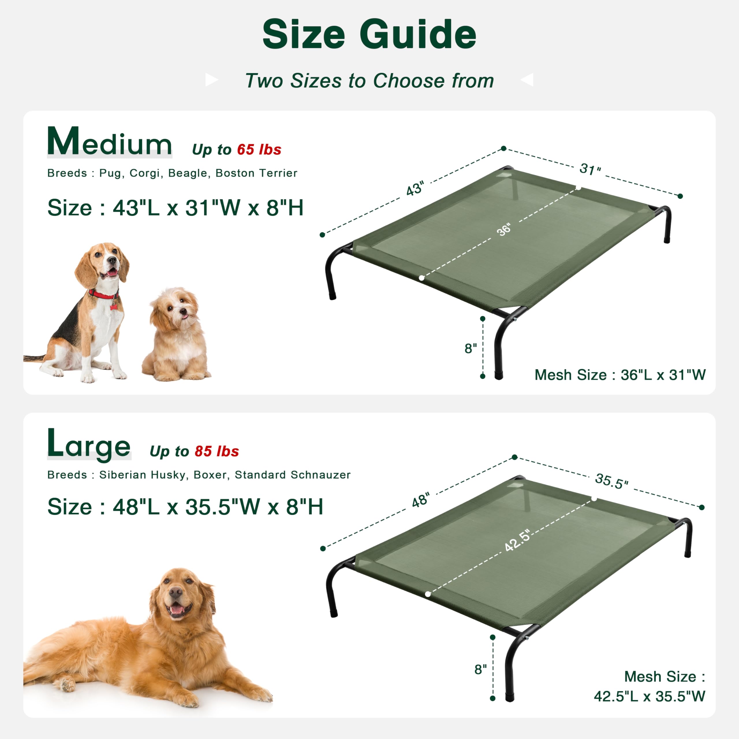 Love's cabin elevated cot suitable for indoor and outdoor deployment