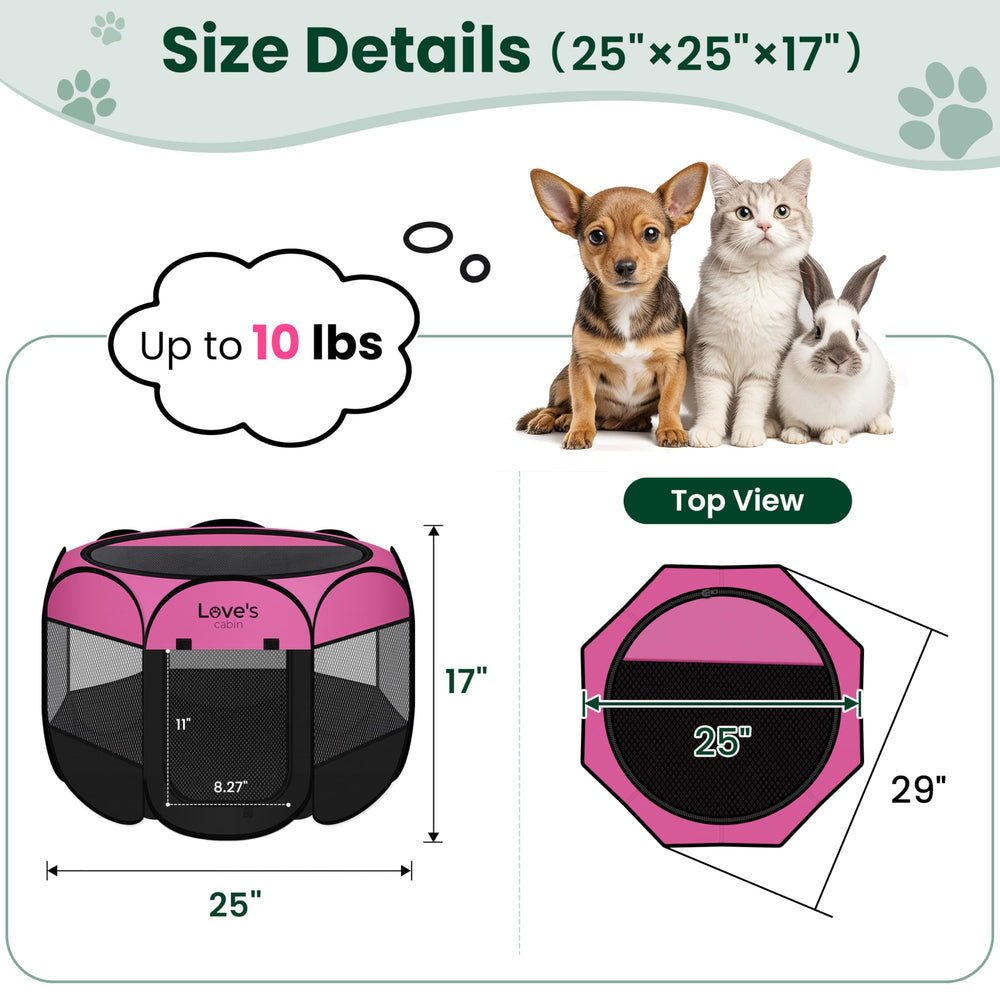 Love's cabin pet playpen air-flow-mesh-construction keeps pets comfortable during play.
