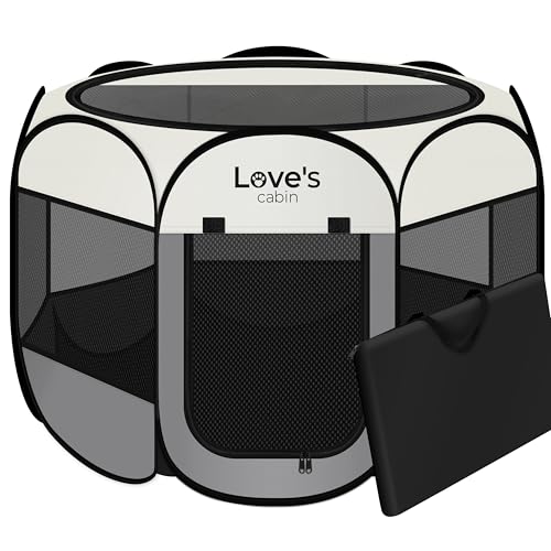 Love's cabin pet playpen folded with carrying case for easy transport
