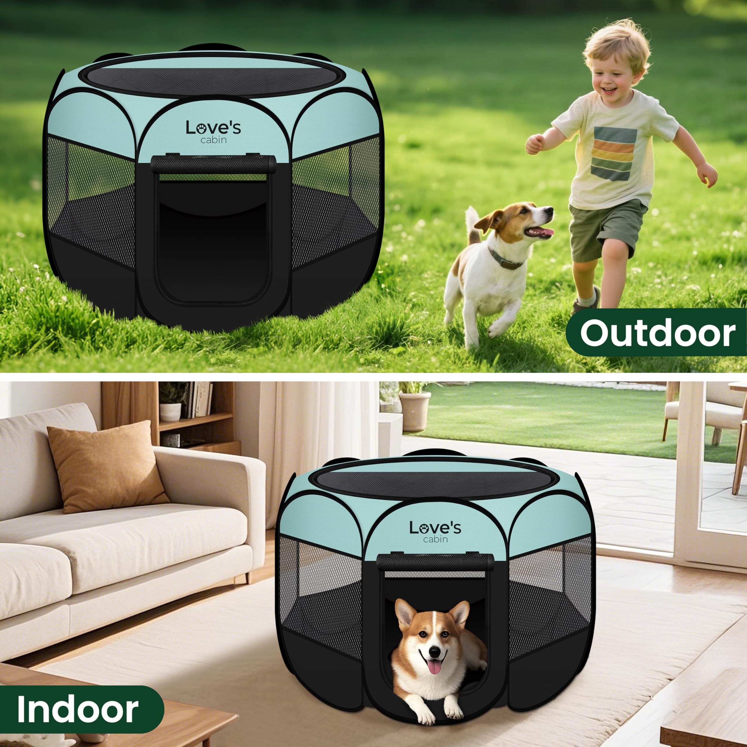 Love's cabin pet playpen suitable for indoor/outdoor usage