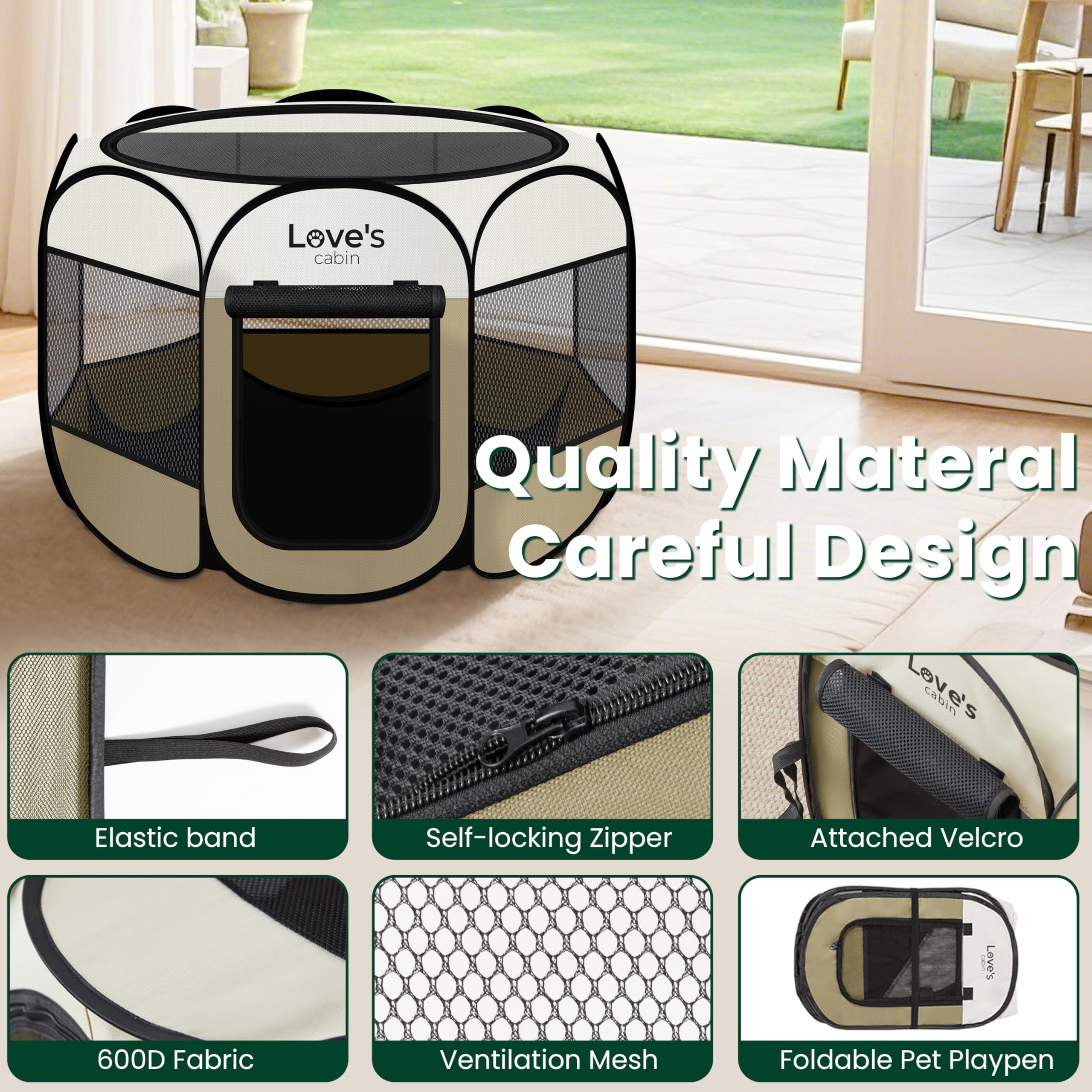 Love's cabin playpen interior mesh keeps visibility and airflow