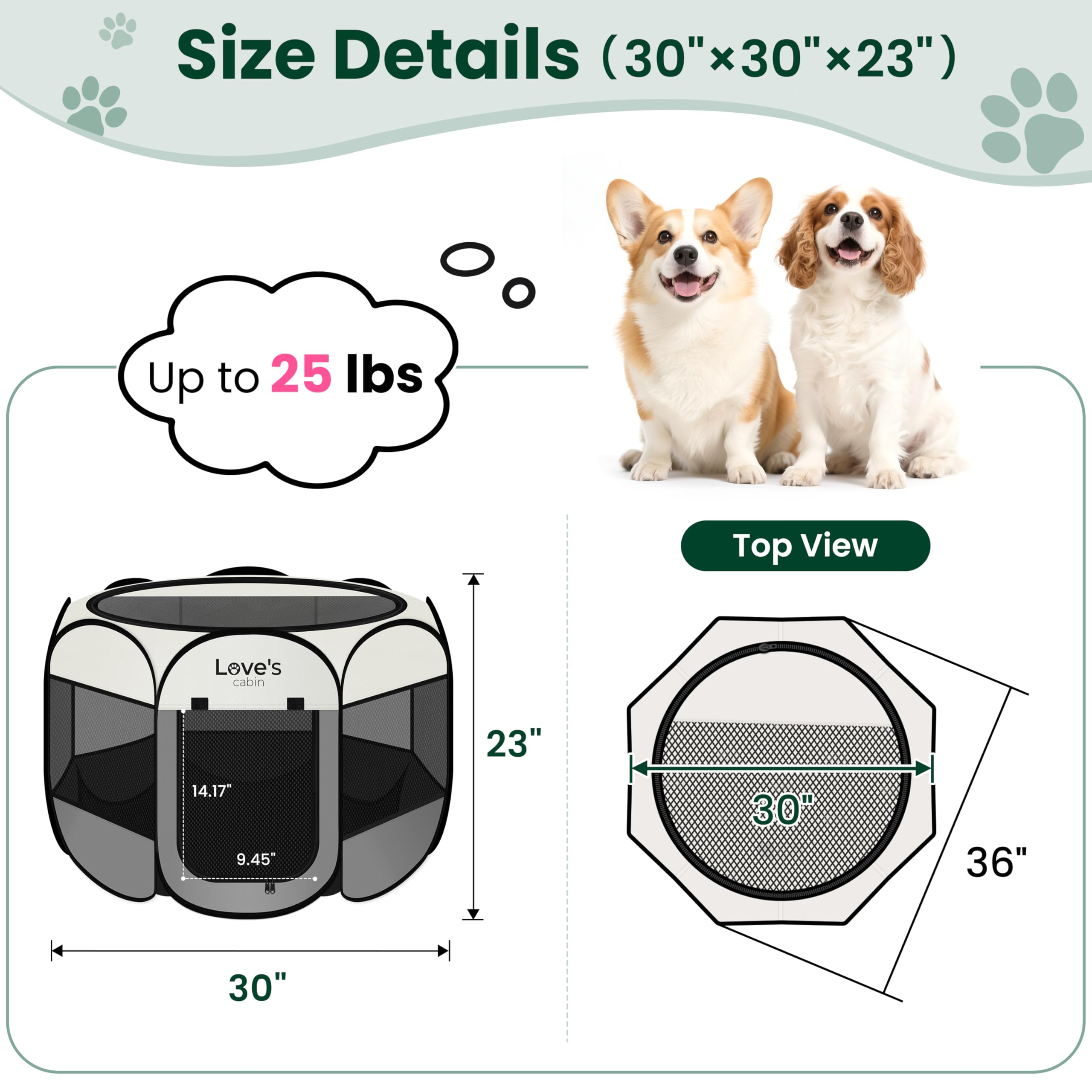 Love's cabin pet playpen interior view shows breathable mesh for ventilation