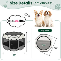 Love's cabin pet playpen interior view shows breathable mesh for ventilation