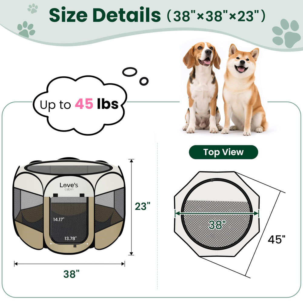 Love's cabin pet playpen with removable top provides shade and airflow