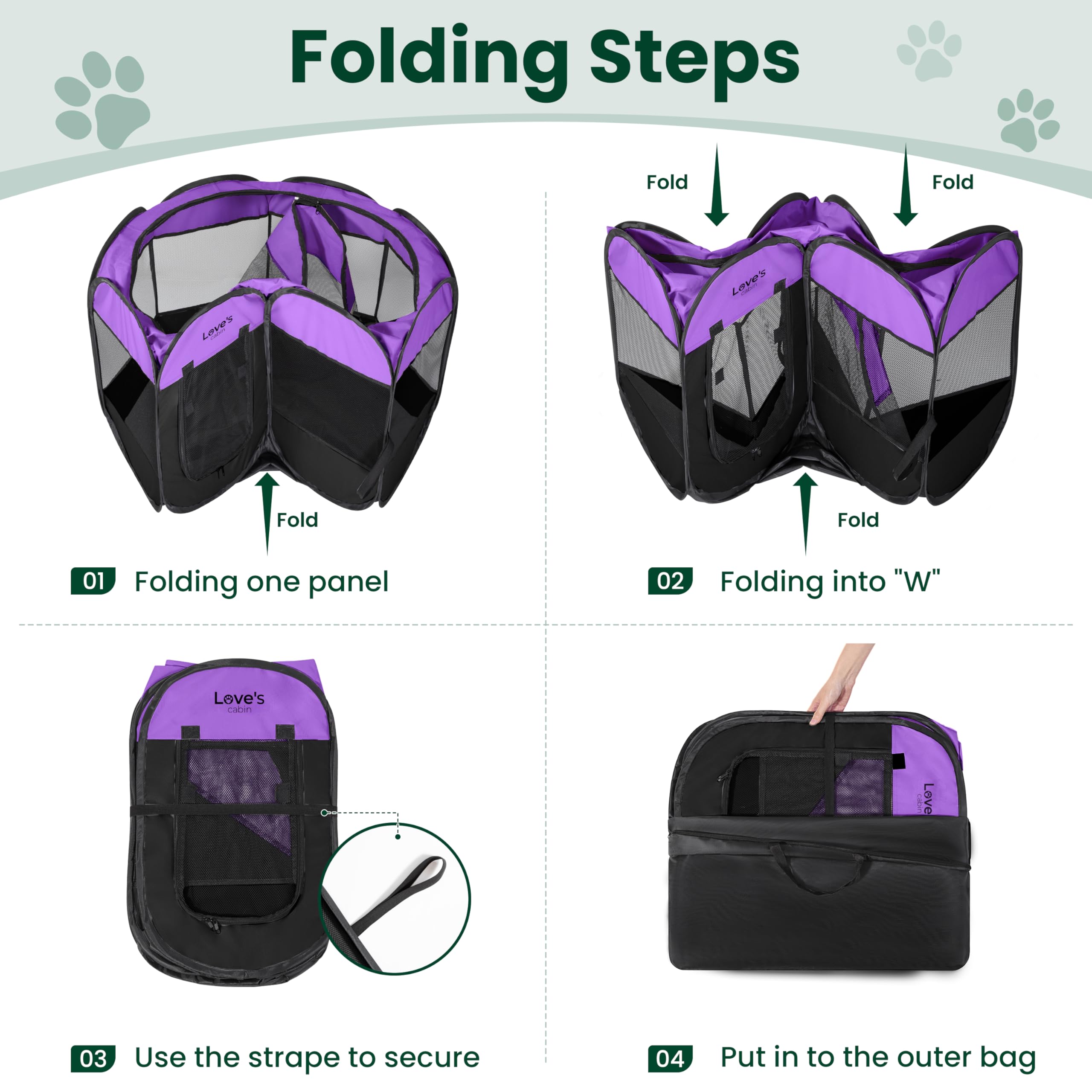 Love's cabin Pet Playpen small size 25x25x17 suits pets up to 10 lbs.