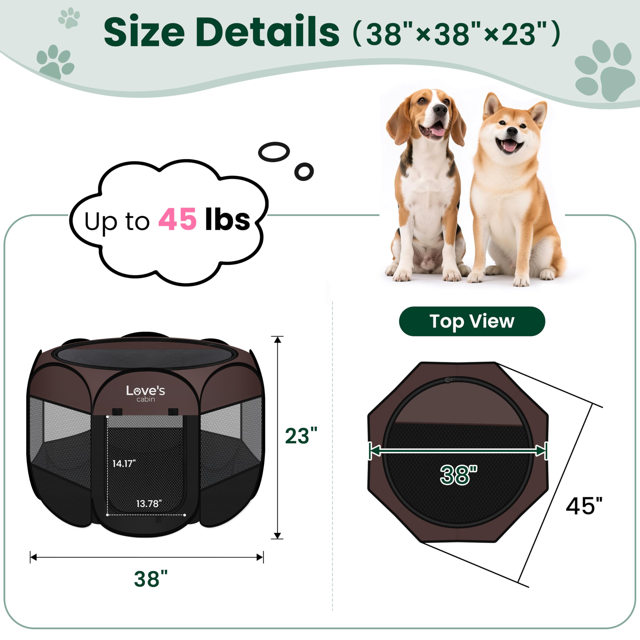 Love's cabin pet playpen zippered-door for easy pet access