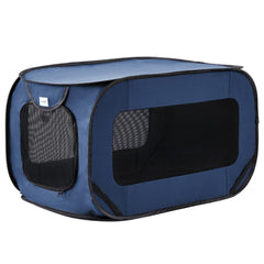 Love's cabin pop-up dog kennel folded for portable storage and travel convenience.