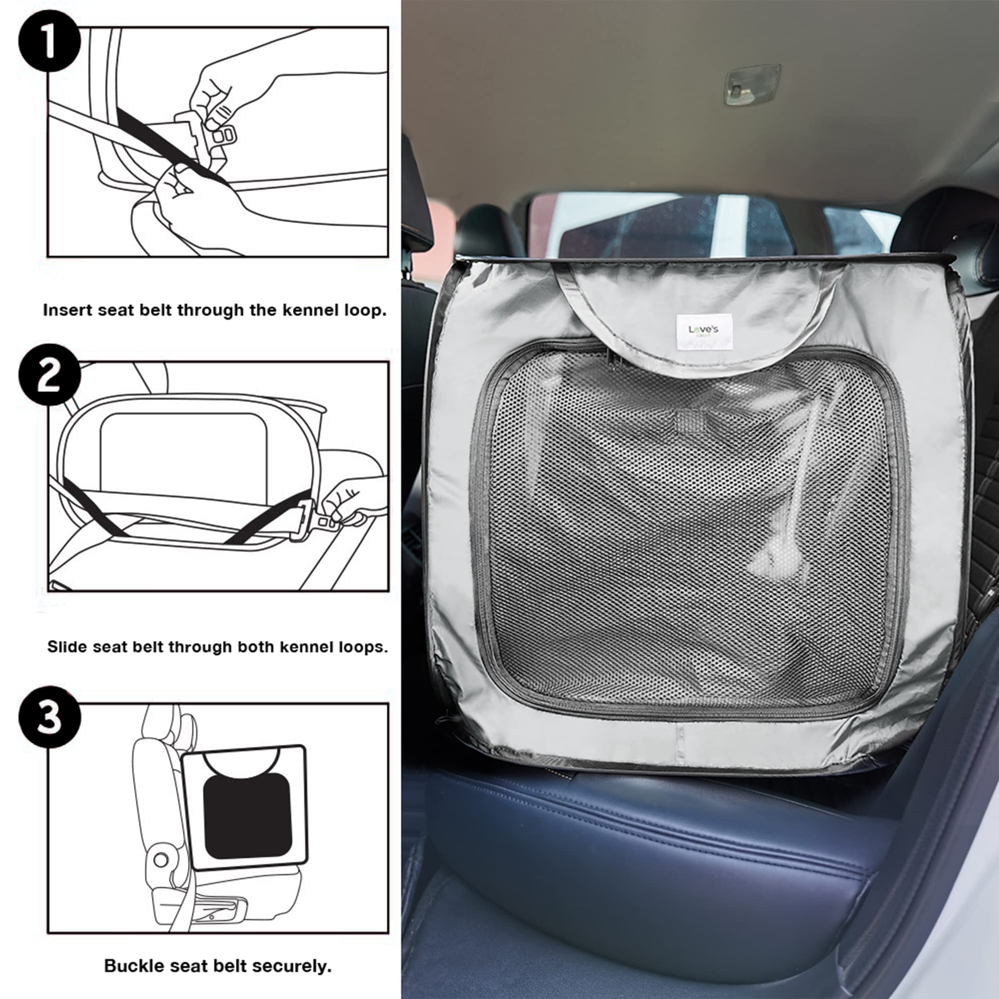 Love's Cabin portable dog bed door zipper for easy access and setup