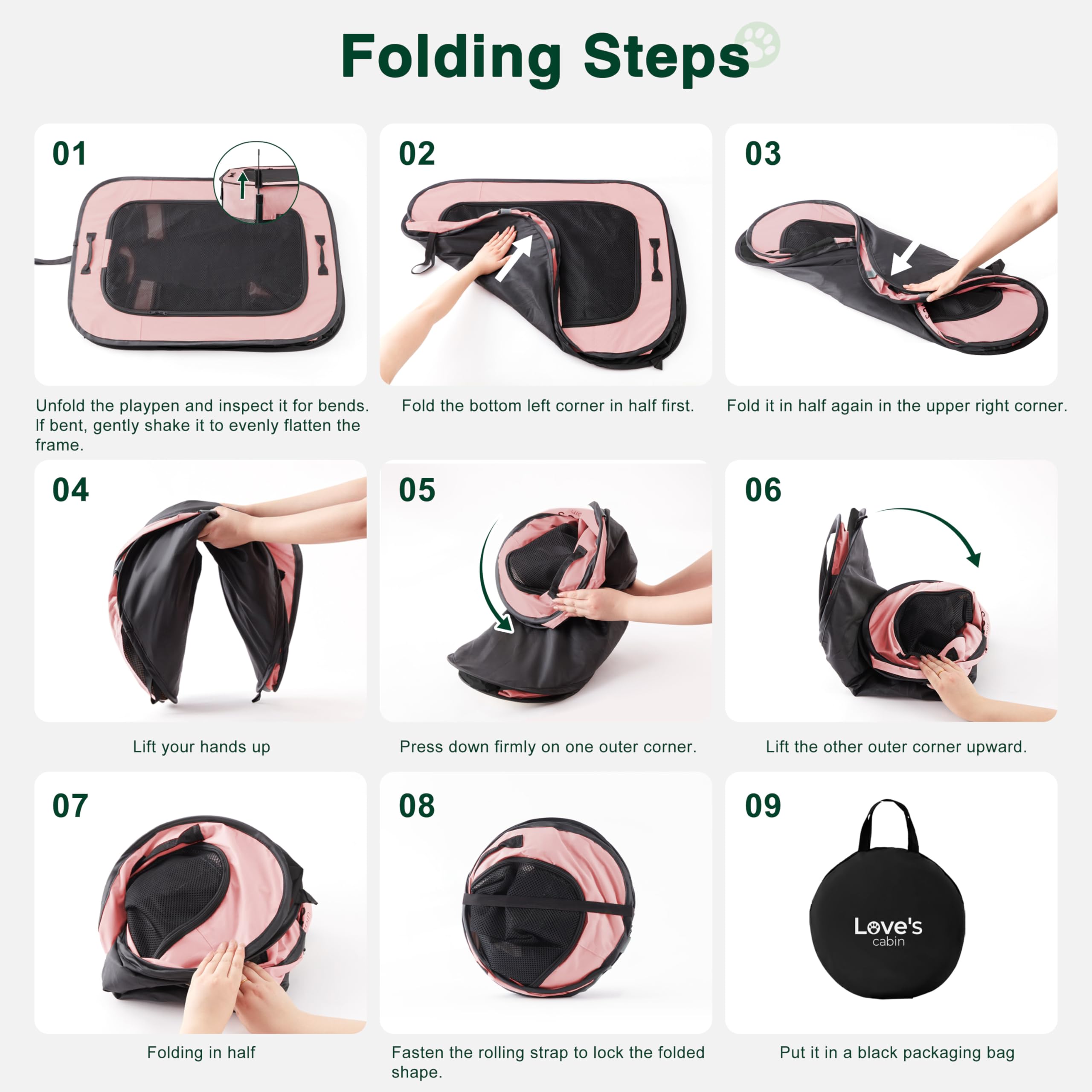 Love's cabin reinforced corners enhance pet safety during use.