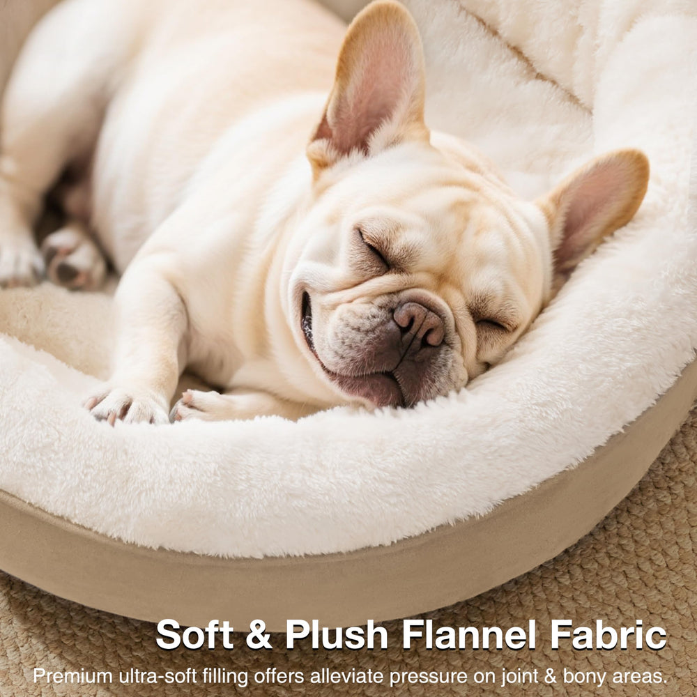 Love's cabin round donut bed camel size compatibility suggests suitable for dogs up to 45 lbs