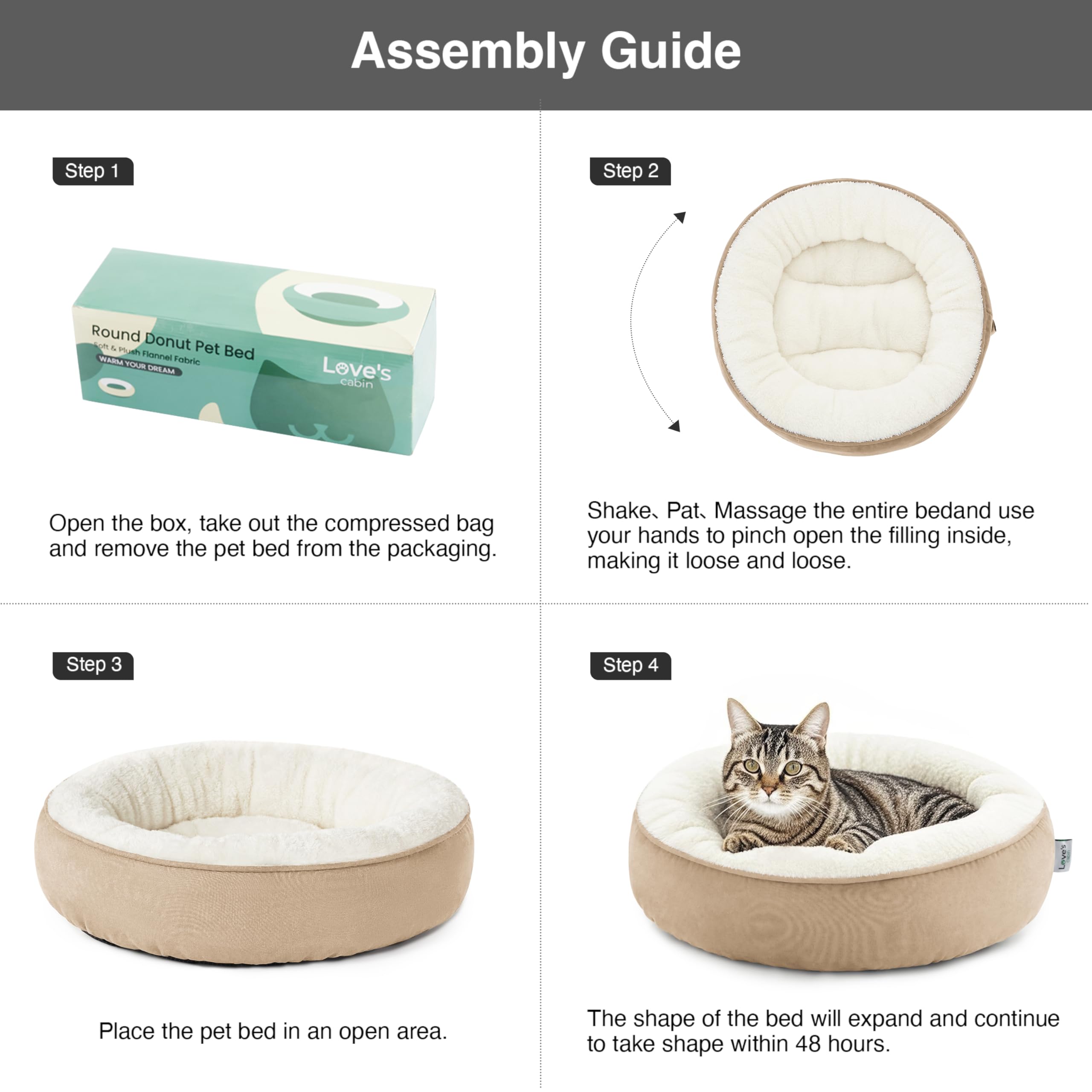 Love's cabin round donut bed camel nest-walls design ideal for curling up