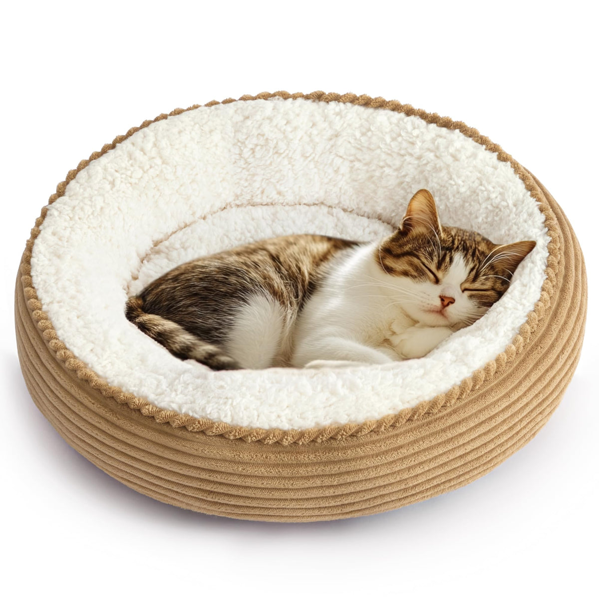 Love's cabin round donut bed cat and dog 20in provides a cozy nest for small pets.