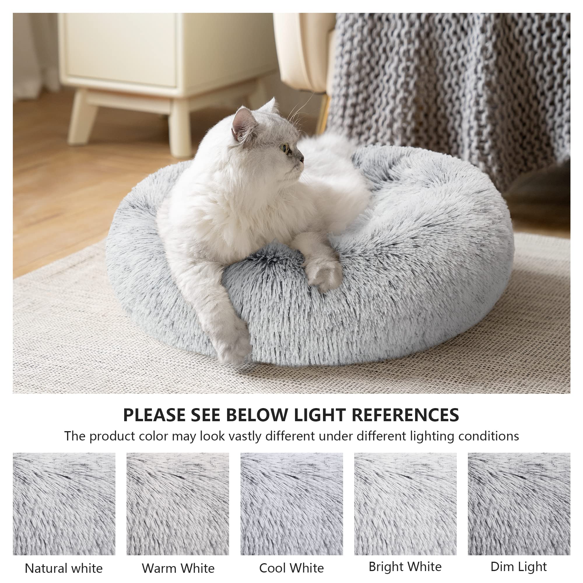 Love's cabin round donut bed closeup highlights deep crevices for warmth.