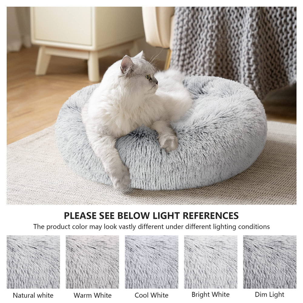 Love's cabin round donut bed closeup highlights deep crevices for warmth.
