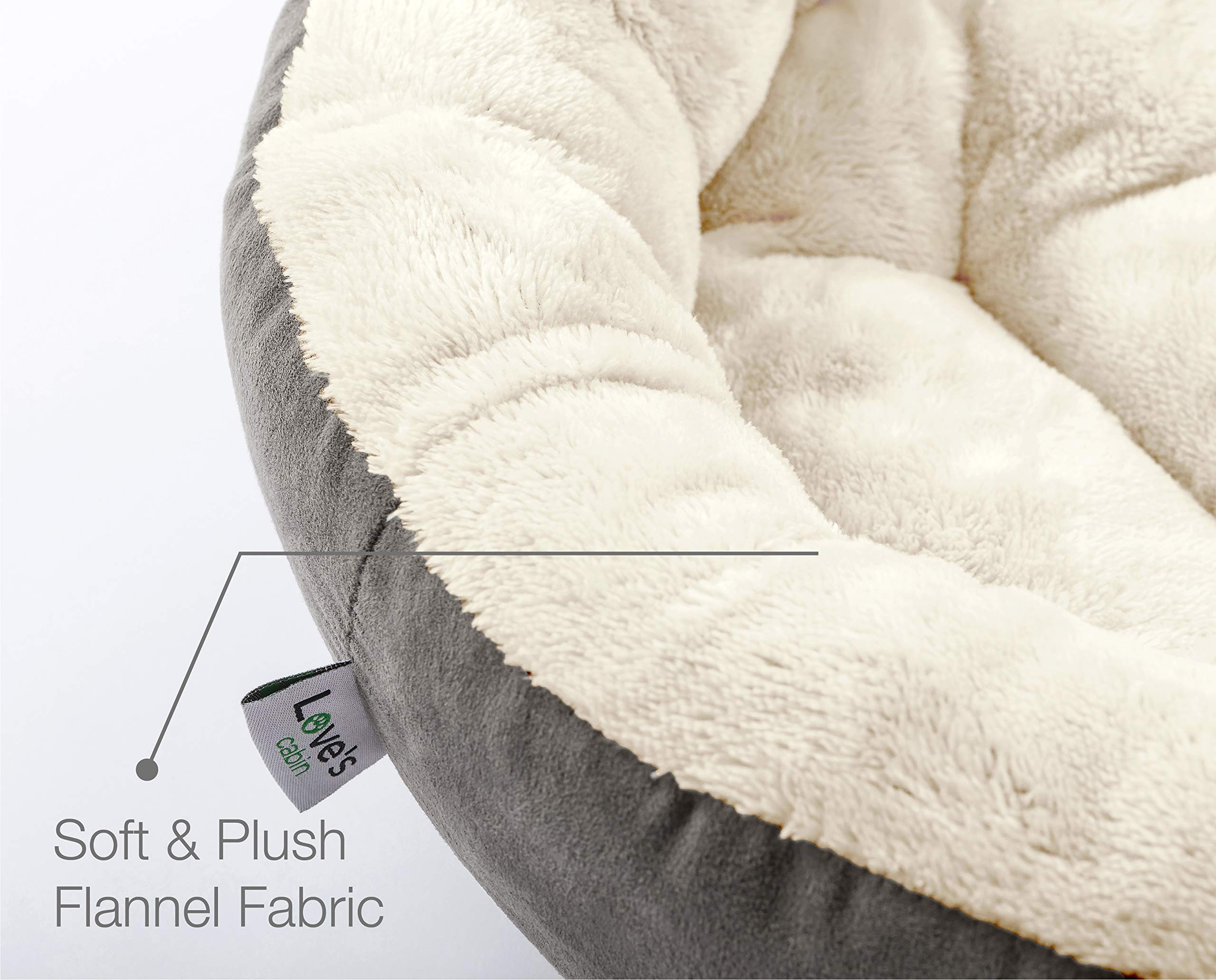 Love's cabin round-donut-bed interior filling demonstrates extra loft for support