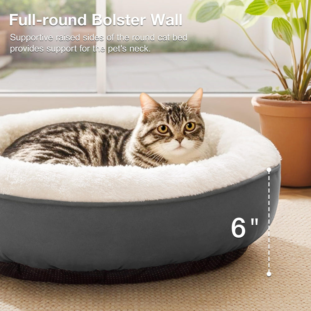Love's cabin round donut bed machine-washable design for easy care.