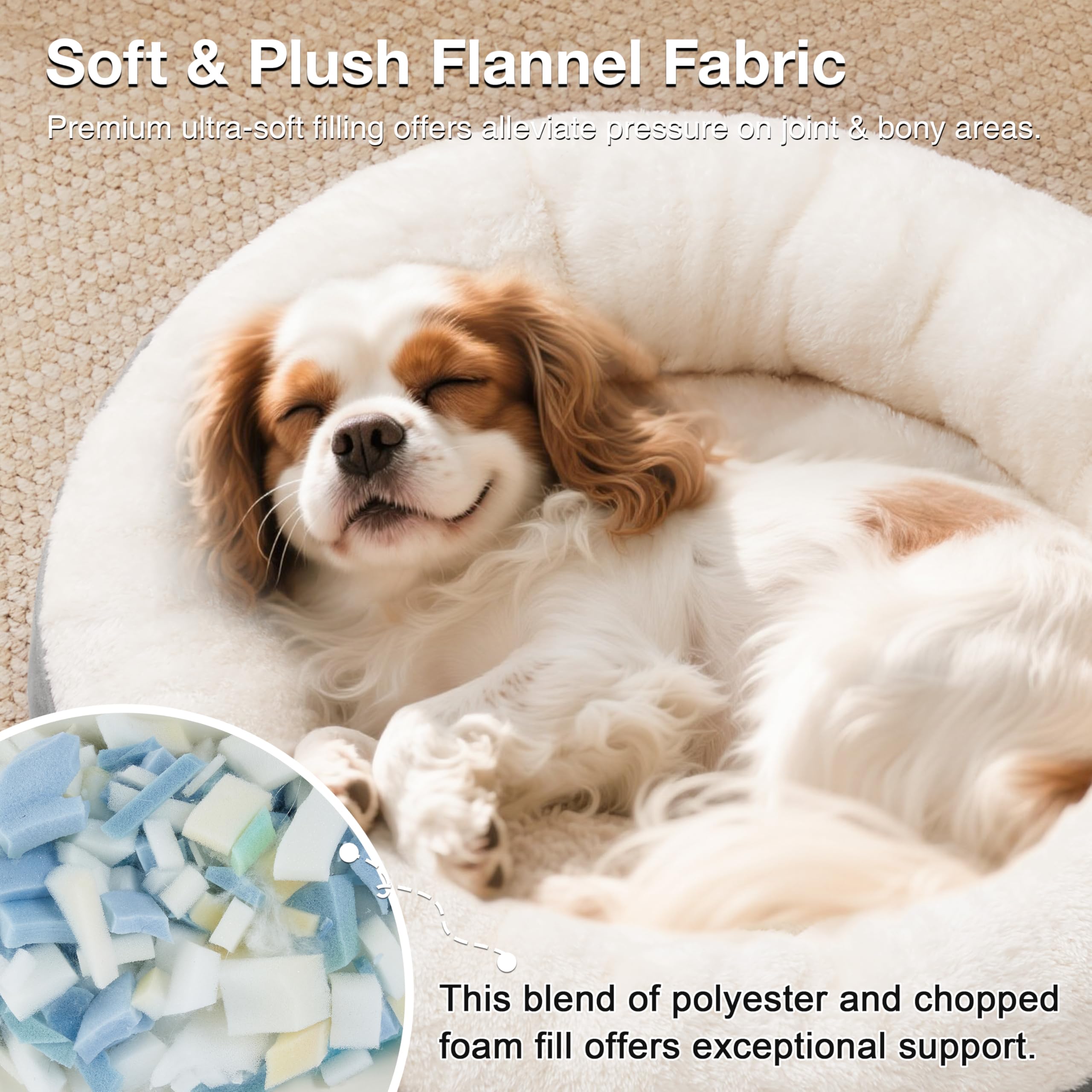 Love's cabin round donut bed machine washable for easy care.