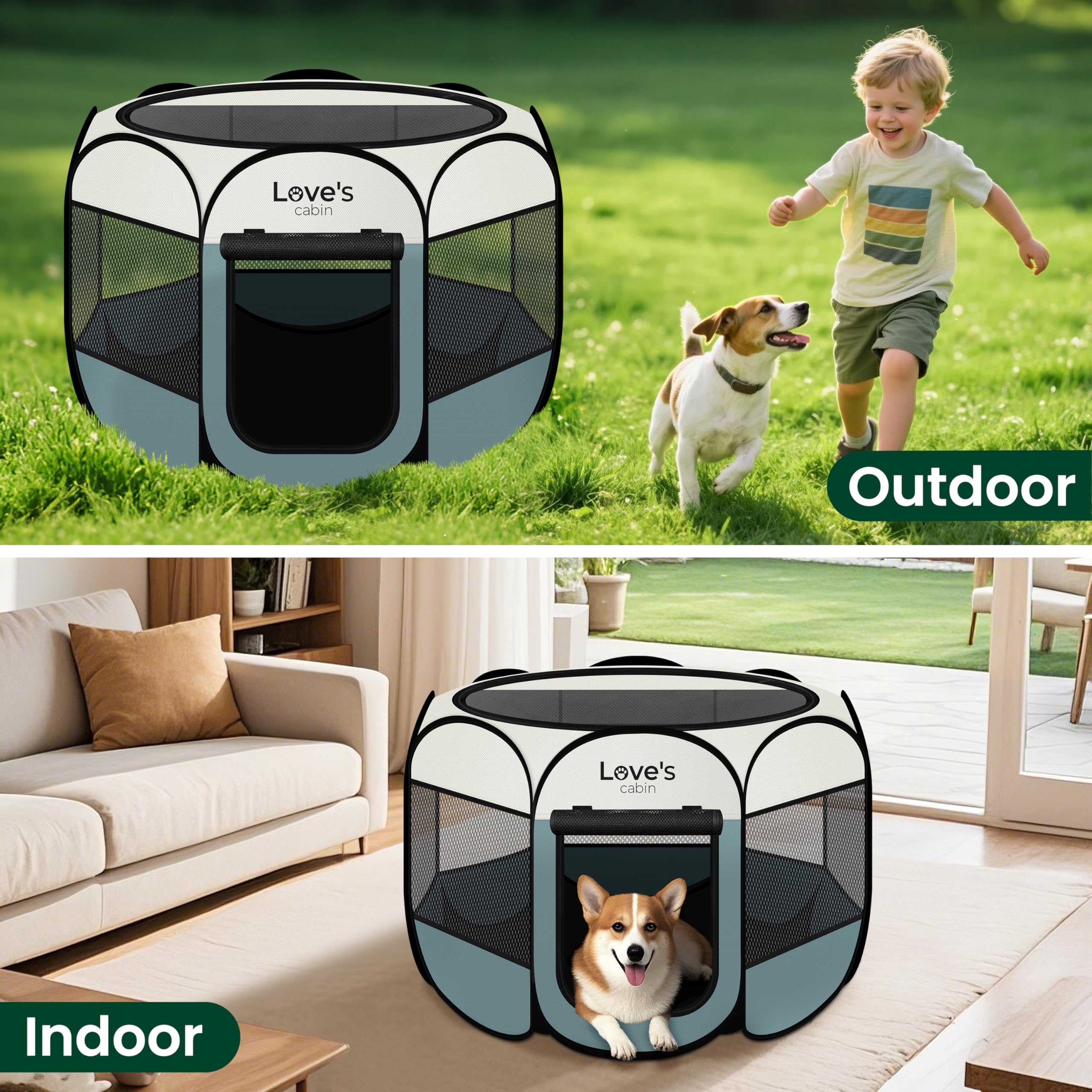 Love's cabin small dog playpen 25x25 inches suits tiny breeds or kittens.