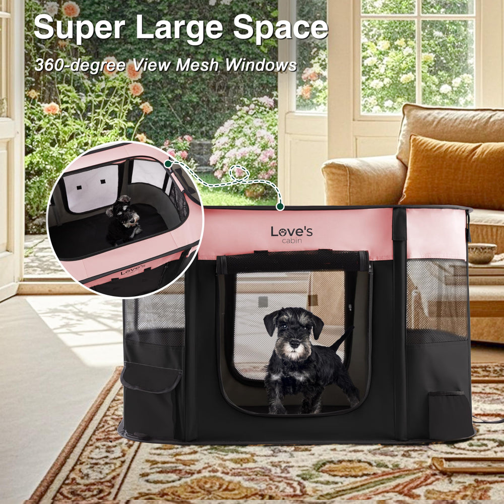 Love's cabin small-pet dimensions suited for puppies and kittens up to 10 lbs.