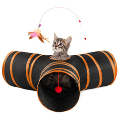 Love's cabin túnel para gatos 3 vías facilita exploración y juego diario para tu mascota.
