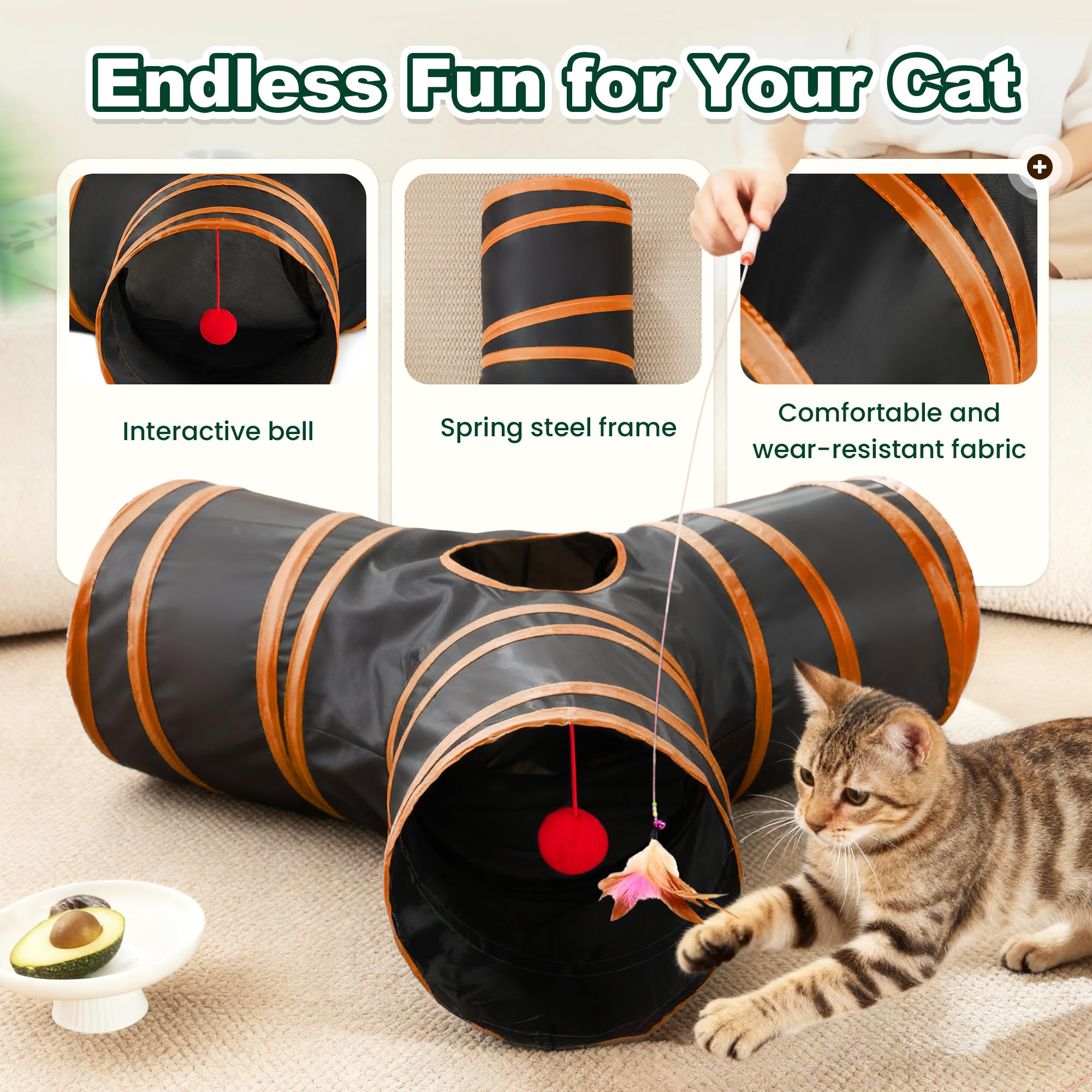 Love's cabin túnel-gato con refuerzo de acero garantiza durabilidad durante sesiones de juego.