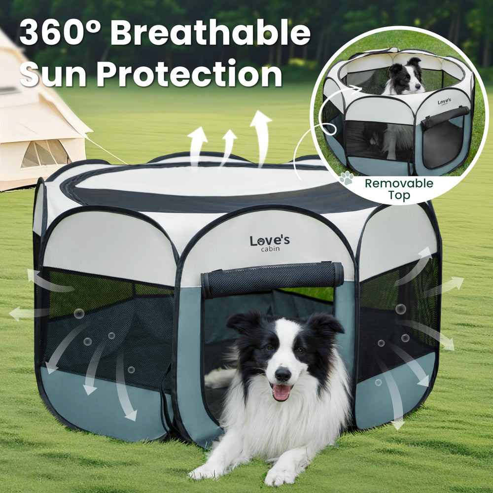 Love's cabin water-resistant oxford fabric keeps the kennel durable in damp conditions.
