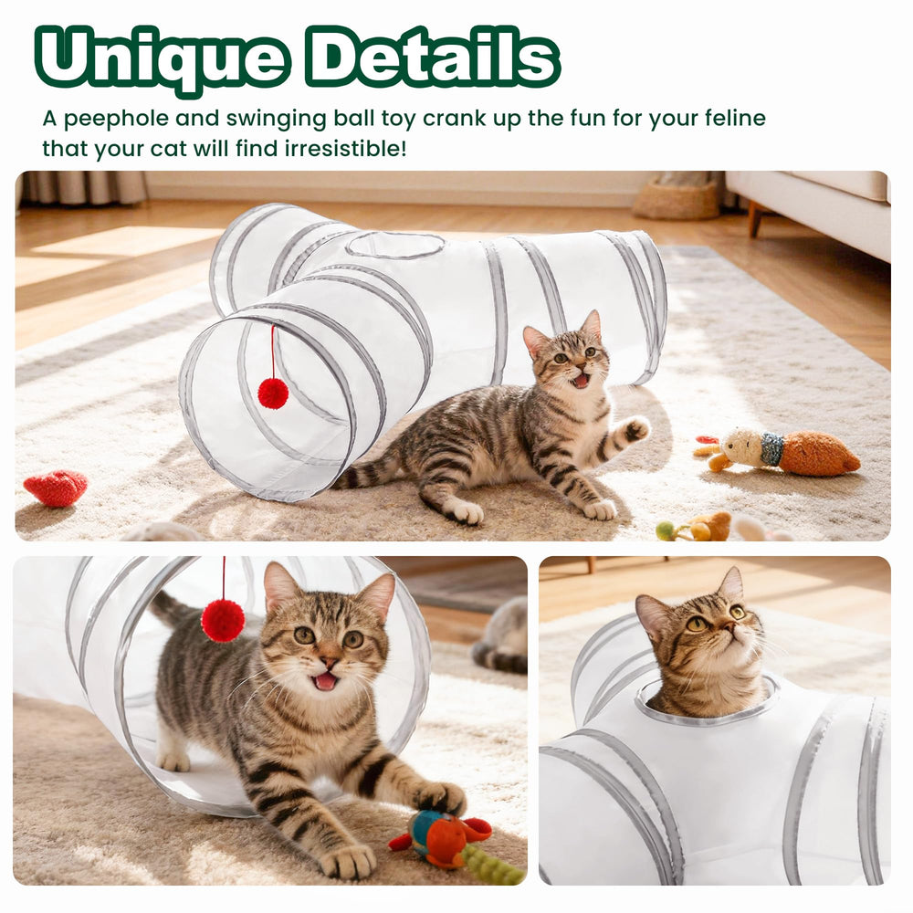 Love's cabin cat tunnel ball exit promotes active engagement and chasing games