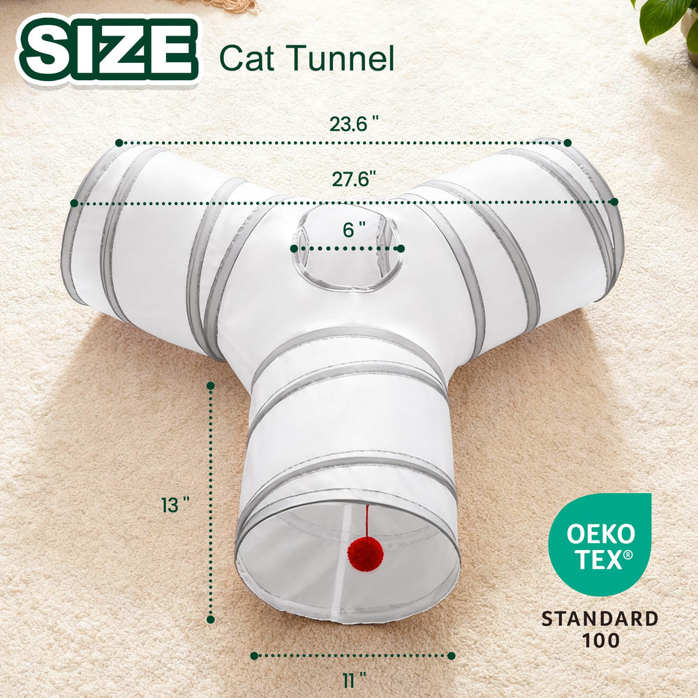 Love's cabin cat tunnel with peephole and ball toy for interactive kitten play